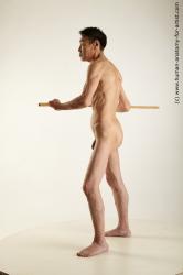 Nude Fighting with spear Man Asian Standing poses - ALL Underweight Short Black Standing poses - simple Standard Photoshoot Realistic